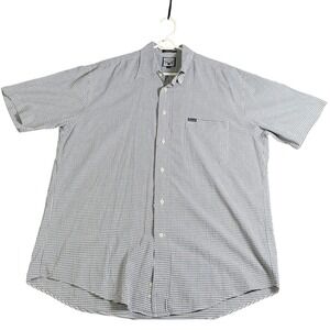 Vintage Faconnable Checkered Button Down Short‎ Sleeve Casual Shirt Mens Large